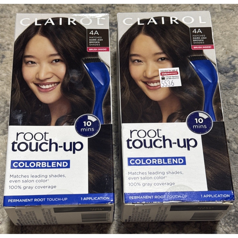 Clairol Nice 'n Easy Root Touch Up Hair Color Kit #4A DARK ASH BROWN ~ 2 Boxes